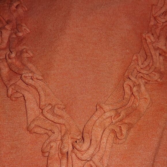 Wool blend Talbots Sweater ruffled neckline with full buttons. Size Small. Light - Picture 5 of 7